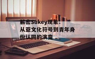 解密Sukey现象：从亚文化符号到青年身份认同的演变