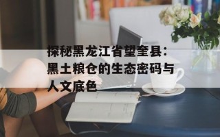 探秘黑龙江省望奎县：黑土粮仓的生态密码与人文底色