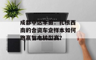 成都中达丰田：扎根西南的合资车企样本如何跑赢智电转型赛？