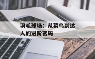 羽毛球场：从菜鸟到达人的进阶密码