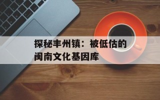 探秘丰州镇：被低估的闽南文化基因库