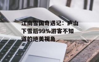江南雪国奇遇记：庐山下雪后99%游客不知道的绝美视角