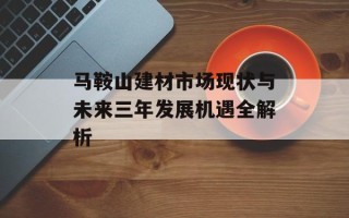 马鞍山建材市场现状与未来三年发展机遇全解析
