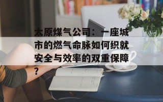 太原煤气公司：一座城市的燃气命脉如何织就安全与效率的双重保障？