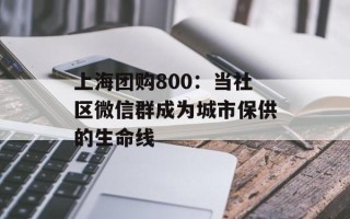 上海团购800：当社区微信群成为城市保供的生命线