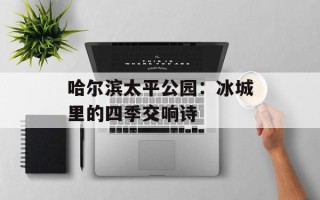 哈尔滨太平公园：冰城里的四季交响诗
