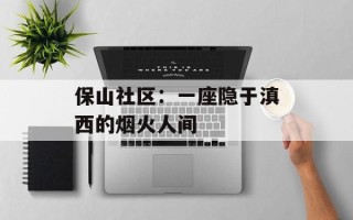 保山社区：一座隐于滇西的烟火人间