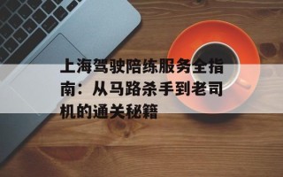 上海驾驶陪练服务全指南：从马路杀手到老司机的通关秘籍