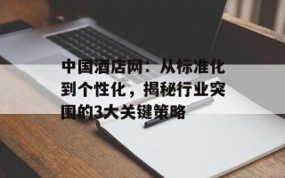 中国酒店网：从标准化到个性化，揭秘行业突围的3大关键策略