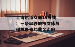 上海轨道交通15号线：一条串联城市文脉与科技未来的黄金走廊